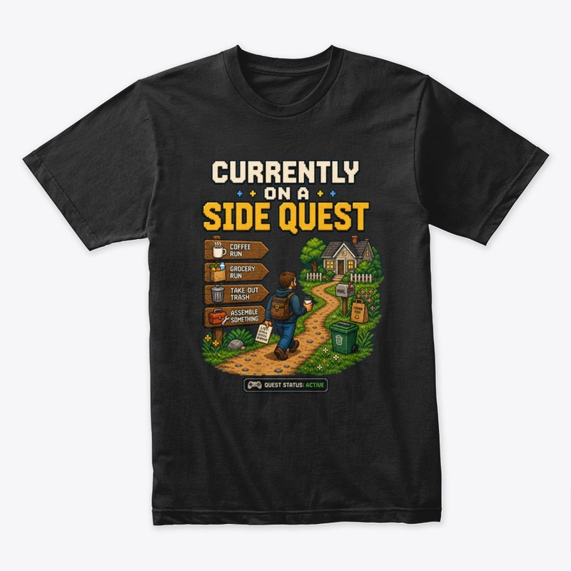Side Quest — funny gaming shirt mockup