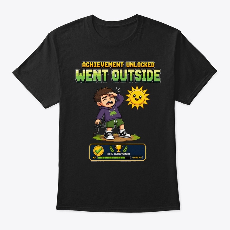 Achievement Unlocked: Went Outside — funny gaming shirt mockup